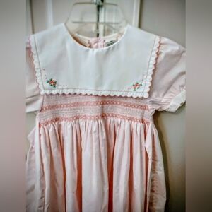 Girls 6X Pink White Midi Easter/Spring Dress